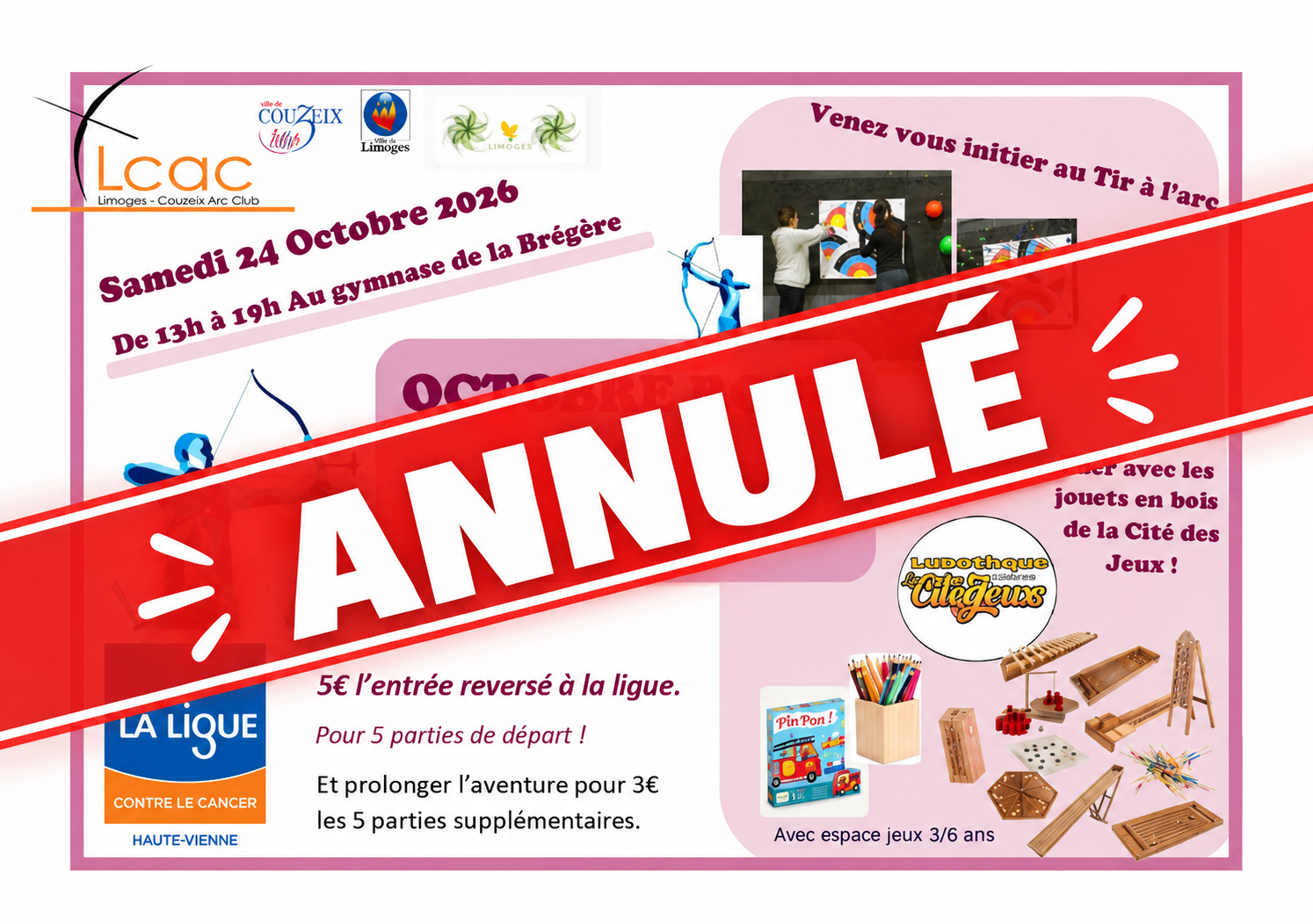 🚨 ANNULATION – JOURNÉE OCTOBRE ROSE DU 24 OCTOBRE 🎀