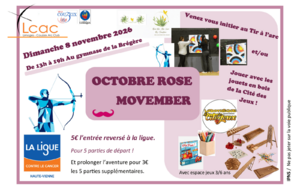 🎀 Octobre Rose &amp; Movember : rendez-vous le dimanche 8 novembre au gymnase de La Brégère ! 🏹